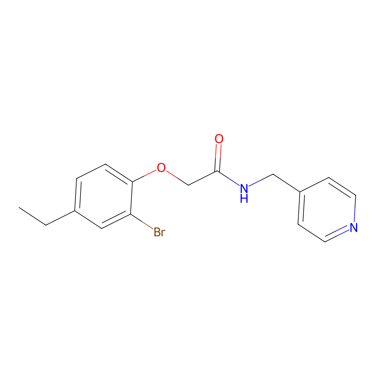 2-(2-bromo-4-ethylphenoxy)-N-(pyridin-4-ylmethyl)acetamide molecular structure, CAS 693821-07-7