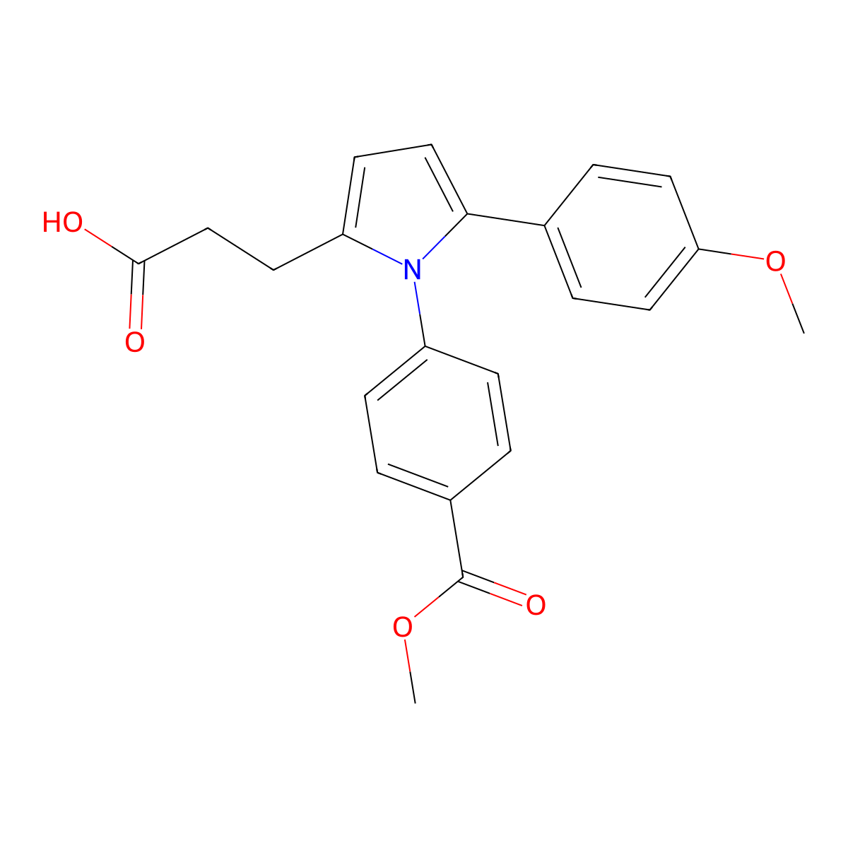 3-{1-[4-(methoxycarbonyl)phenyl]-5-(4-methoxyphenyl)-1H-pyrrol-2-yl}propanoic acid molecular structure, CAS 693821-09-9