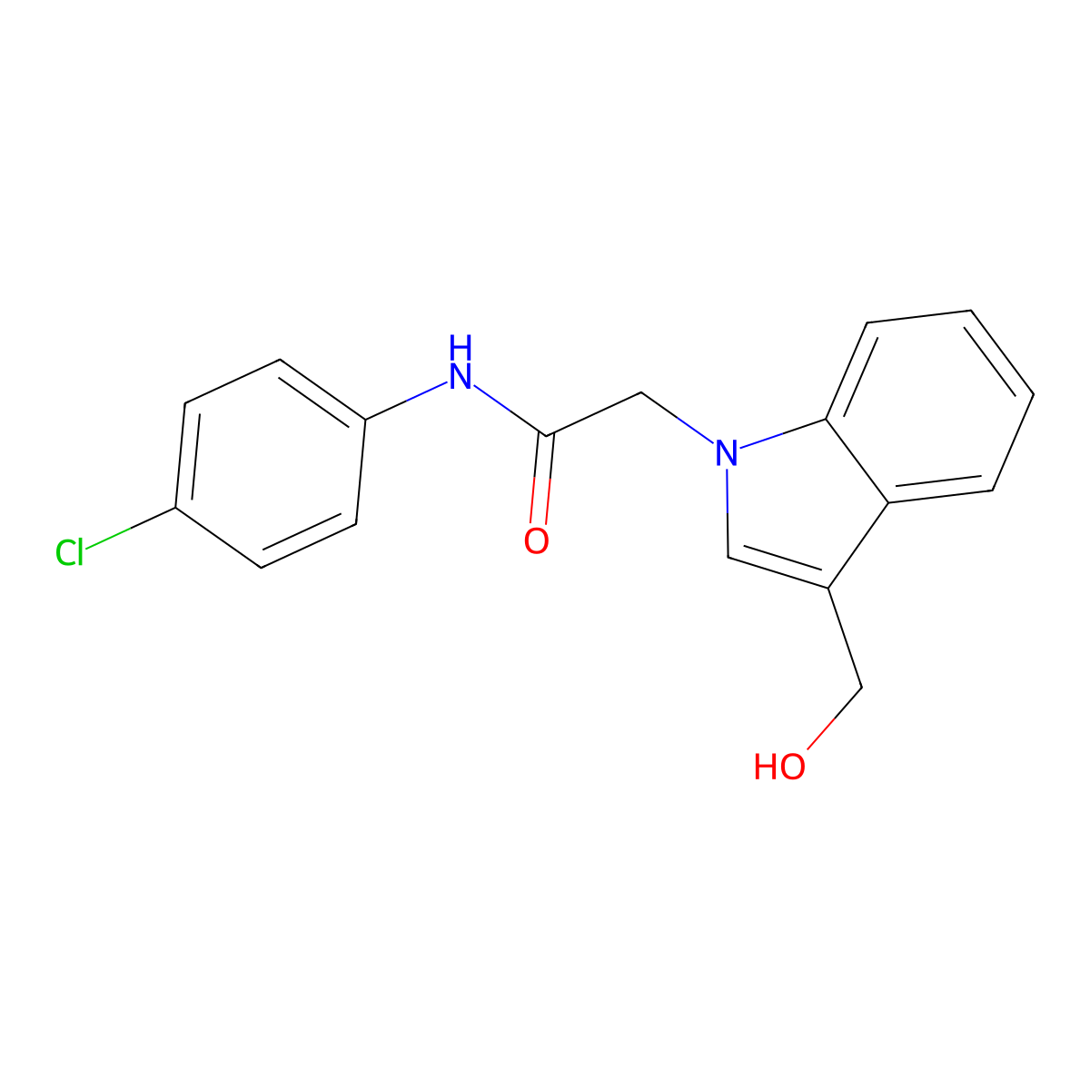N-(4-chlorophenyl)-2-[3-(hydroxymethyl)-1H-indol-1-yl]acetamide molecular structure, CAS 693821-14-6