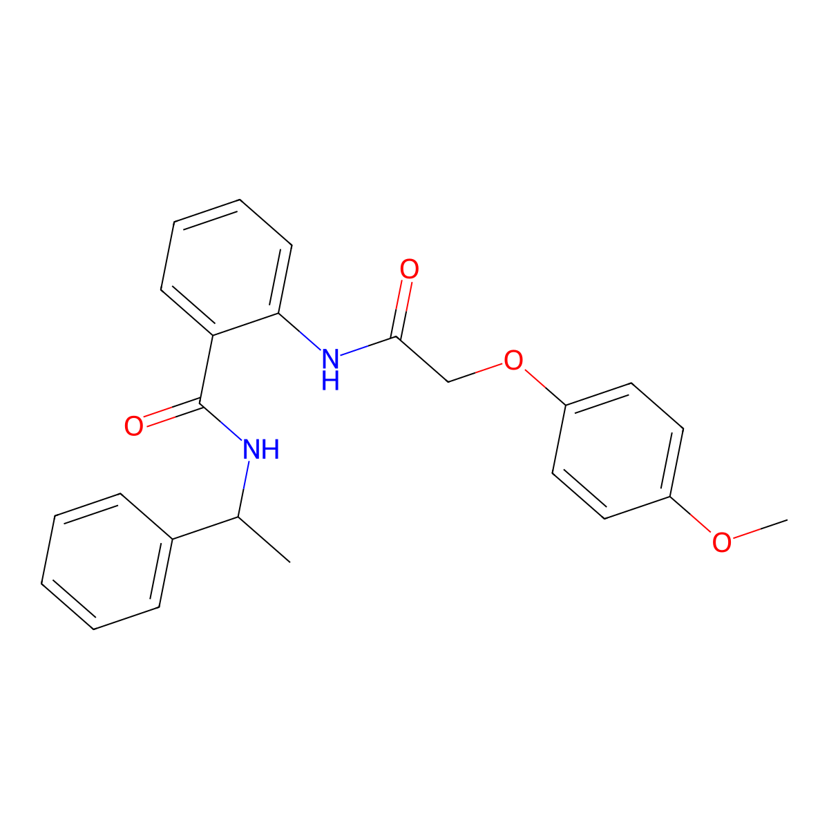 2-[[2-(4-methoxyphenoxy)acetyl]amino]-N-(1-phenylethyl)benzamide molecular structure, CAS 693821-15-7