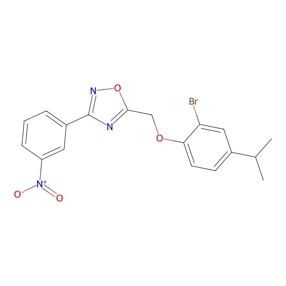 5-[(2-Bromo-4-propan-2-ylphenoxy)methyl]-3-(3-nitrophenyl)-1,2,4-oxadiazole molecular structure, CAS 693821-18-0