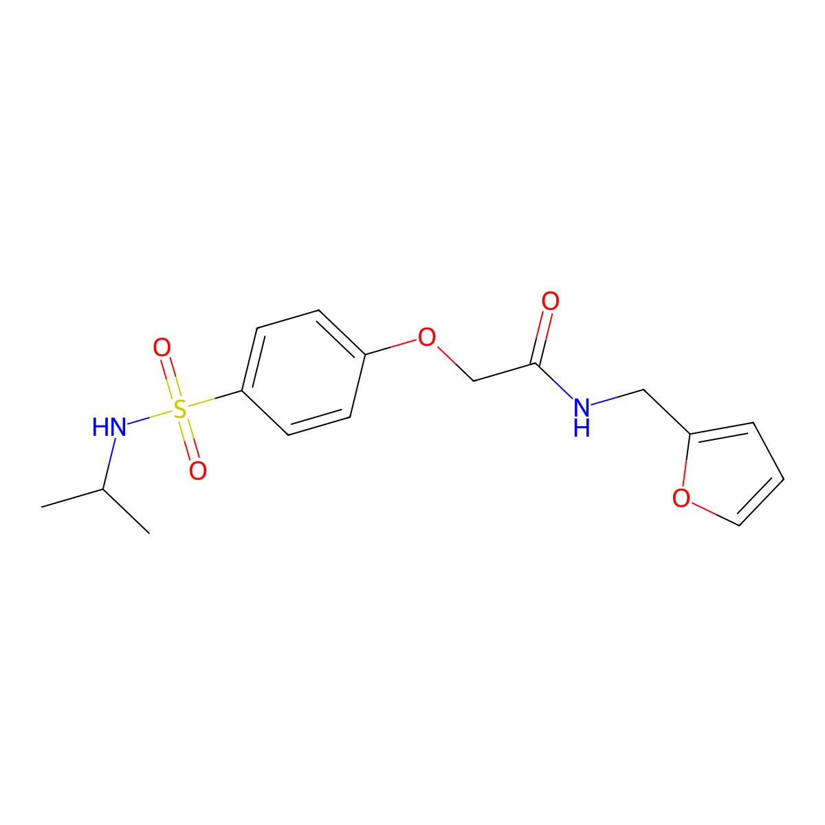 N-(furan-2-ylmethyl)-2-[4-(propan-2-ylsulfamoyl)phenoxy]acetamide molecular structure, CAS 693821-33-9