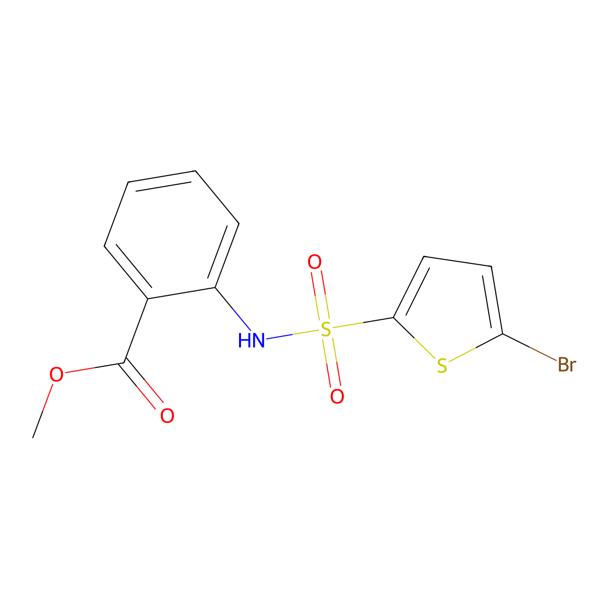 Methyl 2-[(5-bromothiophen-2-yl)sulfonylamino]benzoate molecular structure, CAS 693821-43-1