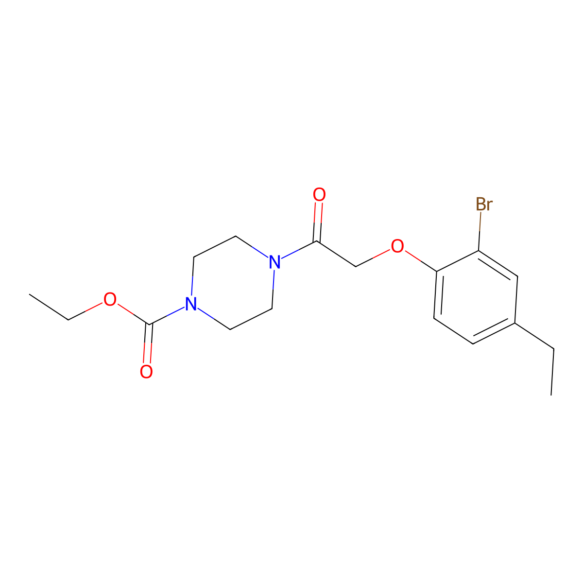 Ethyl 4-[(2-bromo-4-ethylphenoxy)acetyl]piperazine-1-carboxylate molecular structure, CAS 693821-49-7