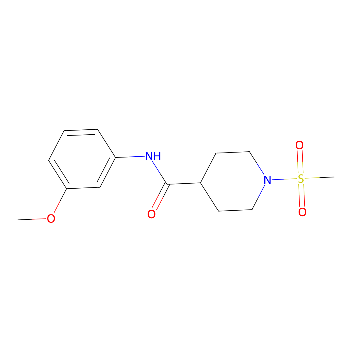 N-(3-methoxyphenyl)-1-(methylsulfonyl)piperidine-4-carboxamide molecular structure, CAS 693821-55-5