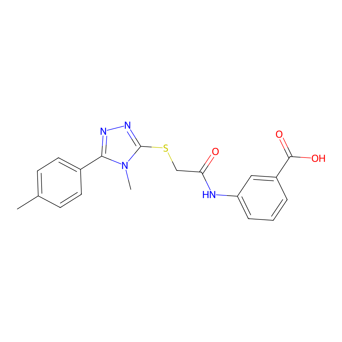 3-[({[4-methyl-5-(4-methylphenyl)-4H-1,2,4-triazol-3-yl]sulfanyl}acetyl)amino]benzoic acid molecular structure, CAS 693821-72-6