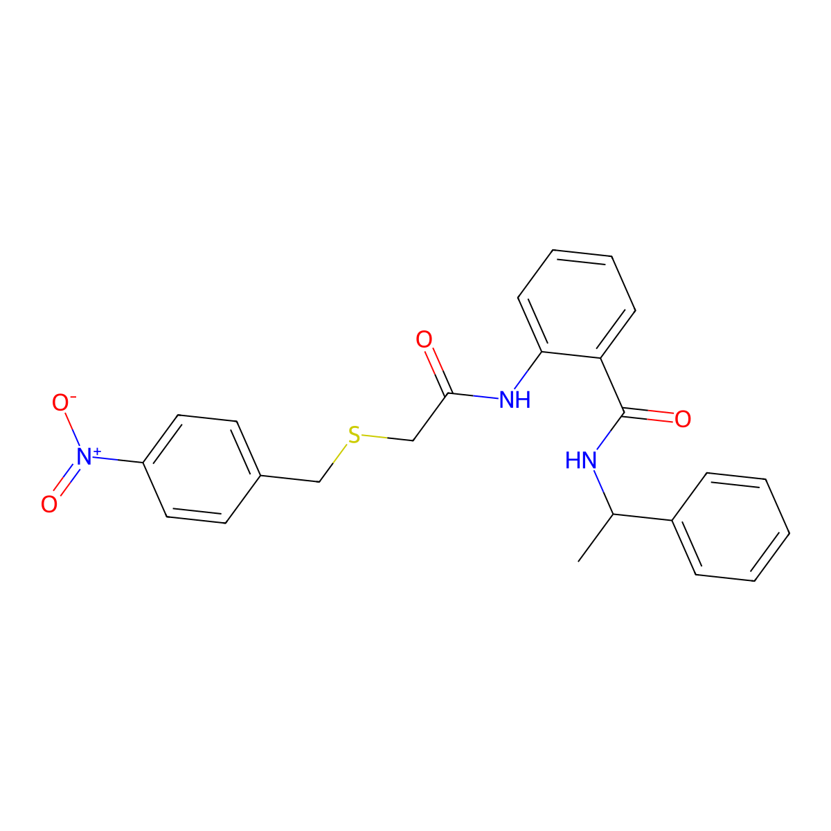 2-[[2-[(4-nitrophenyl)methylsulfanyl]acetyl]amino]-N-(1-phenylethyl)benzamide molecular structure, CAS 693821-73-7