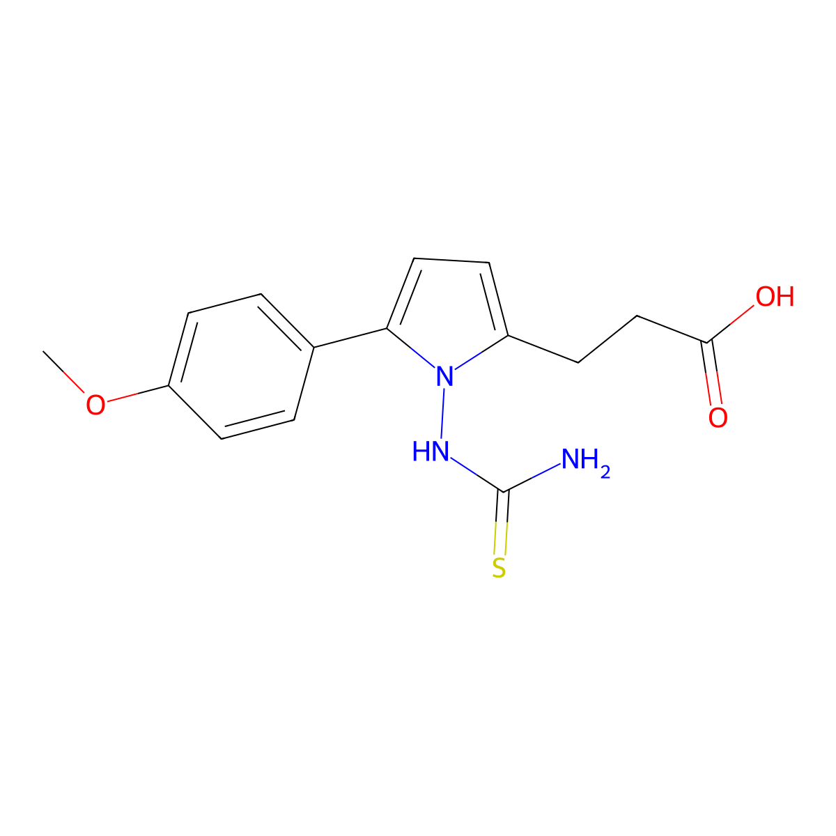 3-[1-(carbamothioylamino)-5-(4-methoxyphenyl)-1H-pyrrol-2-yl]propanoic acid molecular structure, CAS 693821-85-1