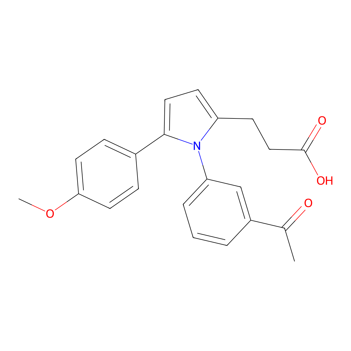 3-[1-(3-acetylphenyl)-5-(4-methoxyphenyl)-1H-pyrrol-2-yl]propanoic acid molecular structure, CAS 693822-32-1