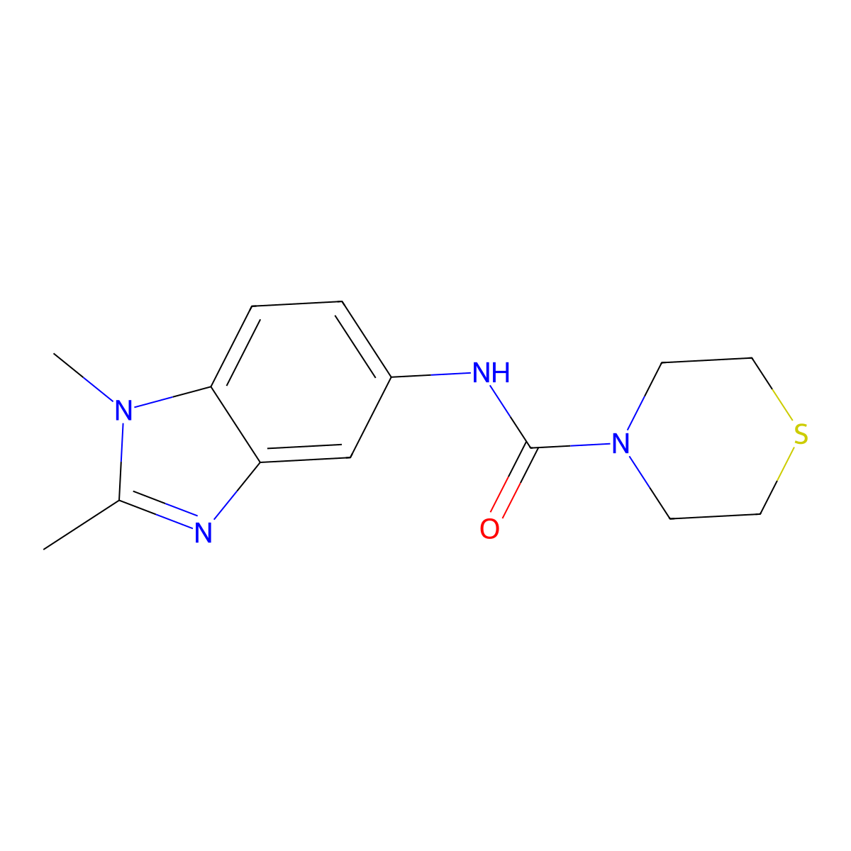 N-(1,2-dimethylbenzimidazol-5-yl)thiomorpholine-4-carboxamide molecular structure, CAS 693822-41-2