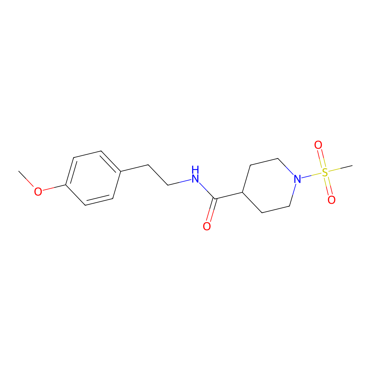 N-[2-(4-methoxyphenyl)ethyl]-1-methylsulfonylpiperidine-4-carboxamide molecular structure, CAS 693822-48-9