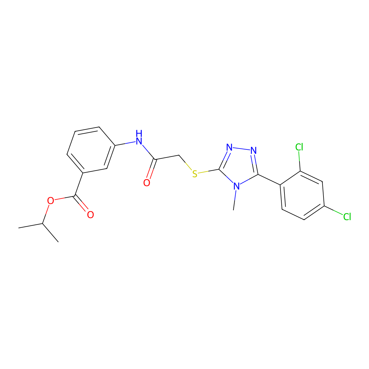 propan-2-yl 3-[({[5-(2,4-dichlorophenyl)-4-methyl-4H-1,2,4-triazol-3-yl]sulfanyl}acetyl)amino]benzoate molecular structure, CAS 693822-55-8