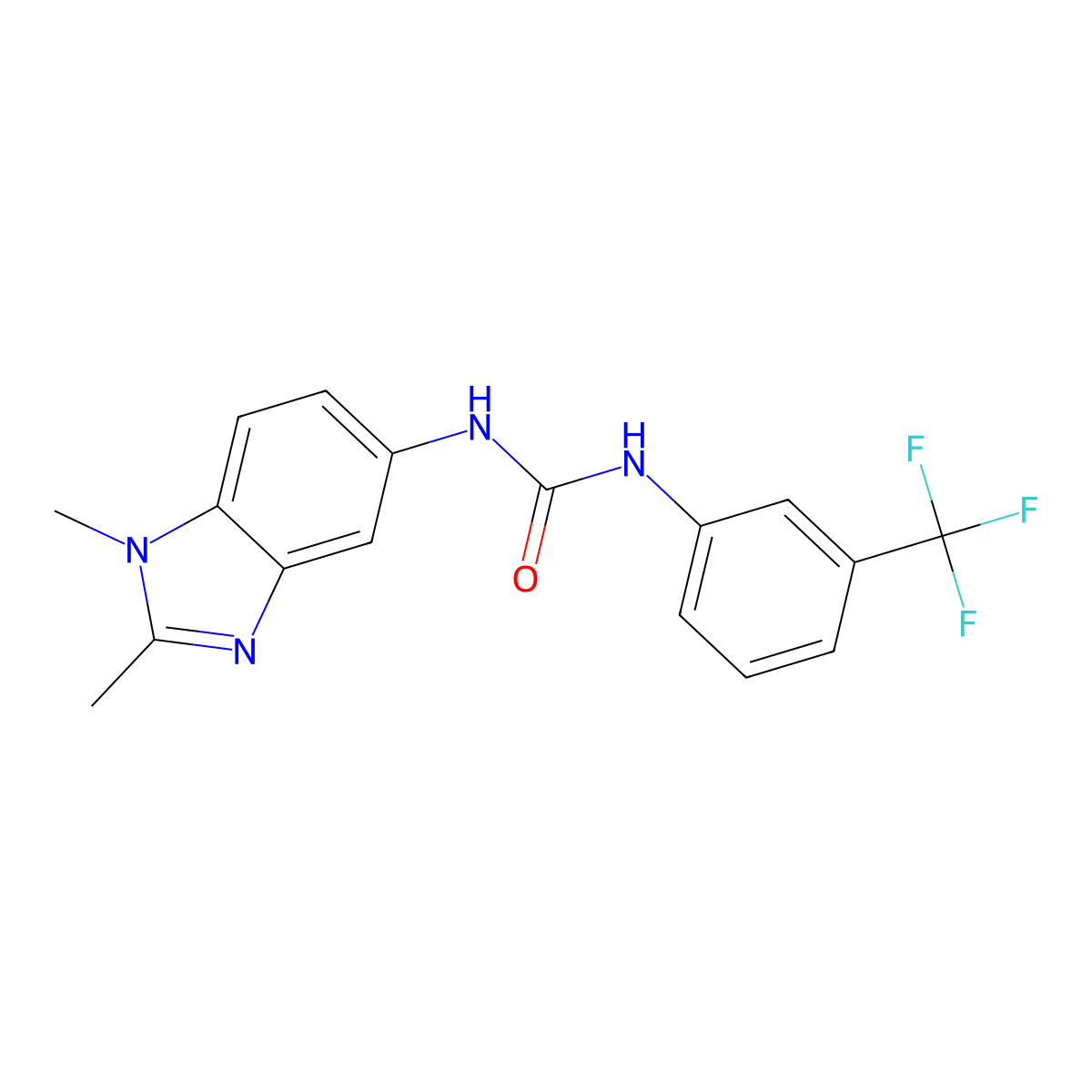 1-(1,2-Dimethylbenzimidazol-5-yl)-3-[3-(trifluoromethyl)phenyl]urea molecular structure, CAS 693822-62-7