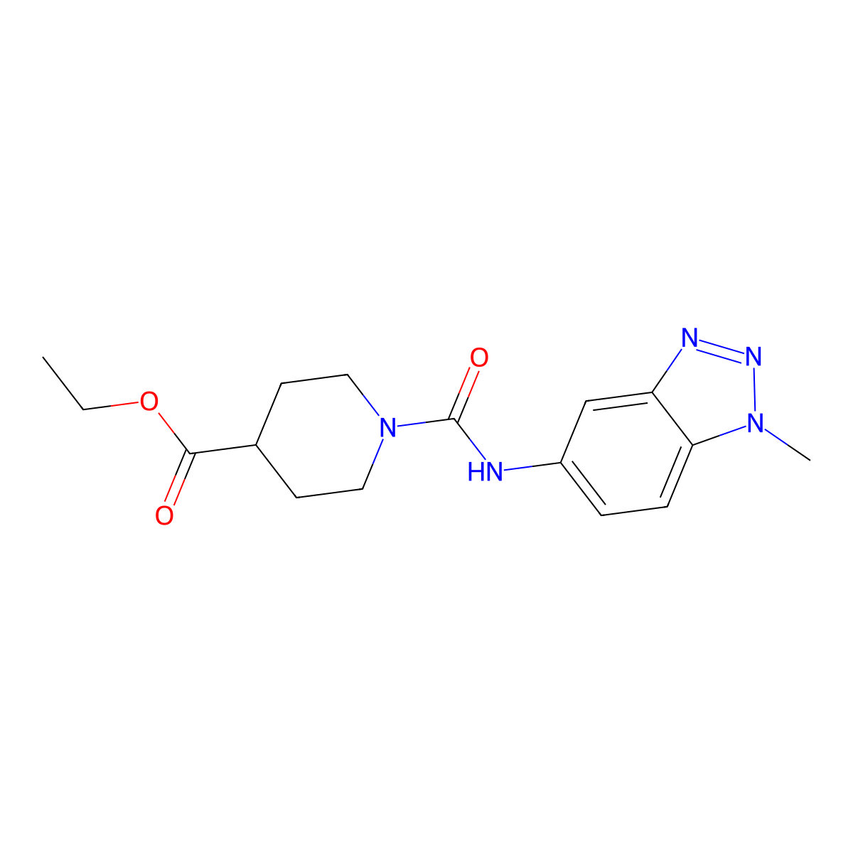 Ethyl 1-[(1-methylbenzotriazol-5-yl)carbamoyl]piperidine-4-carboxylate molecular structure, CAS 693822-74-1