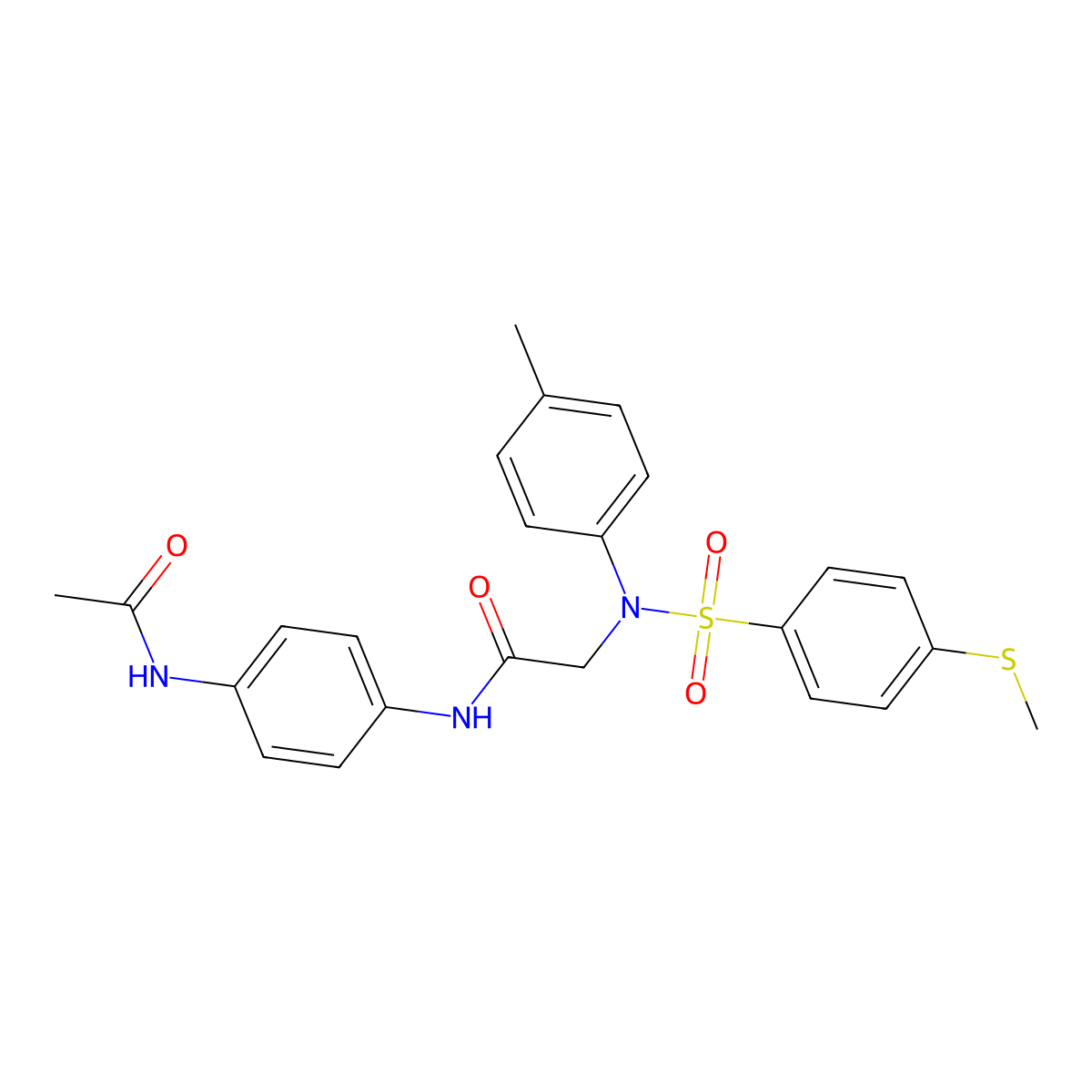 N-(4-acetamidophenyl)-2-(4-methyl-N-(4-methylsulfanylphenyl)sulfonylanilino)acetamide molecular structure, CAS 693822-83-2