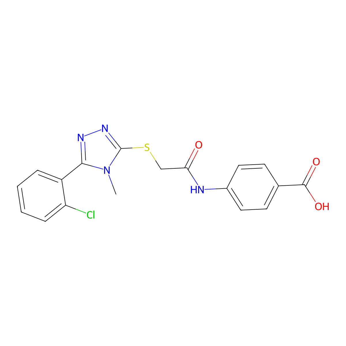 4-[({[5-(2-chlorophenyl)-4-methyl-4H-1,2,4-triazol-3-yl]sulfanyl}acetyl)amino]benzoic acid molecular structure, CAS 693822-84-3