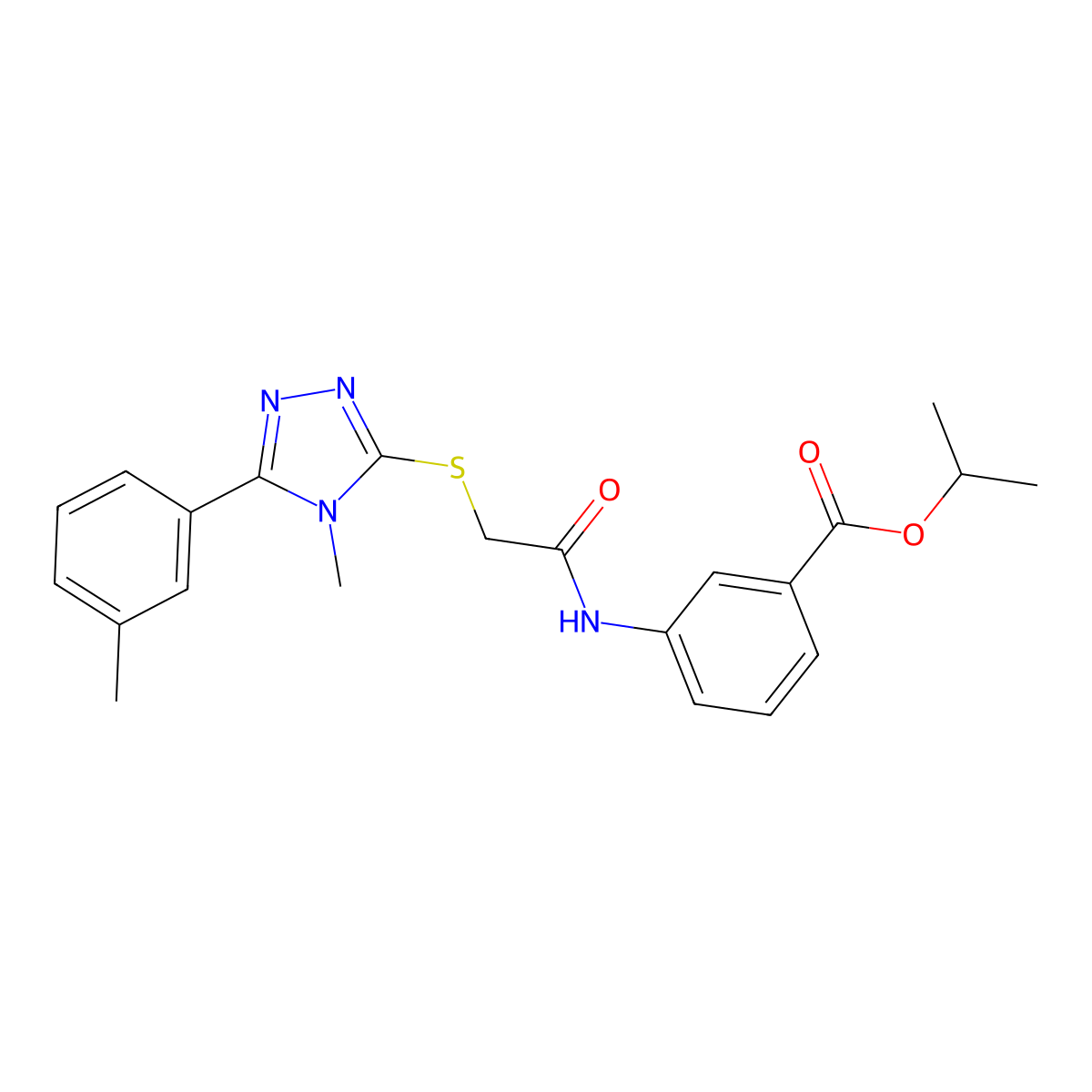 propan-2-yl 3-[({[4-methyl-5-(3-methylphenyl)-4H-1,2,4-triazol-3-yl]sulfanyl}acetyl)amino]benzoate molecular structure, CAS 693822-86-5