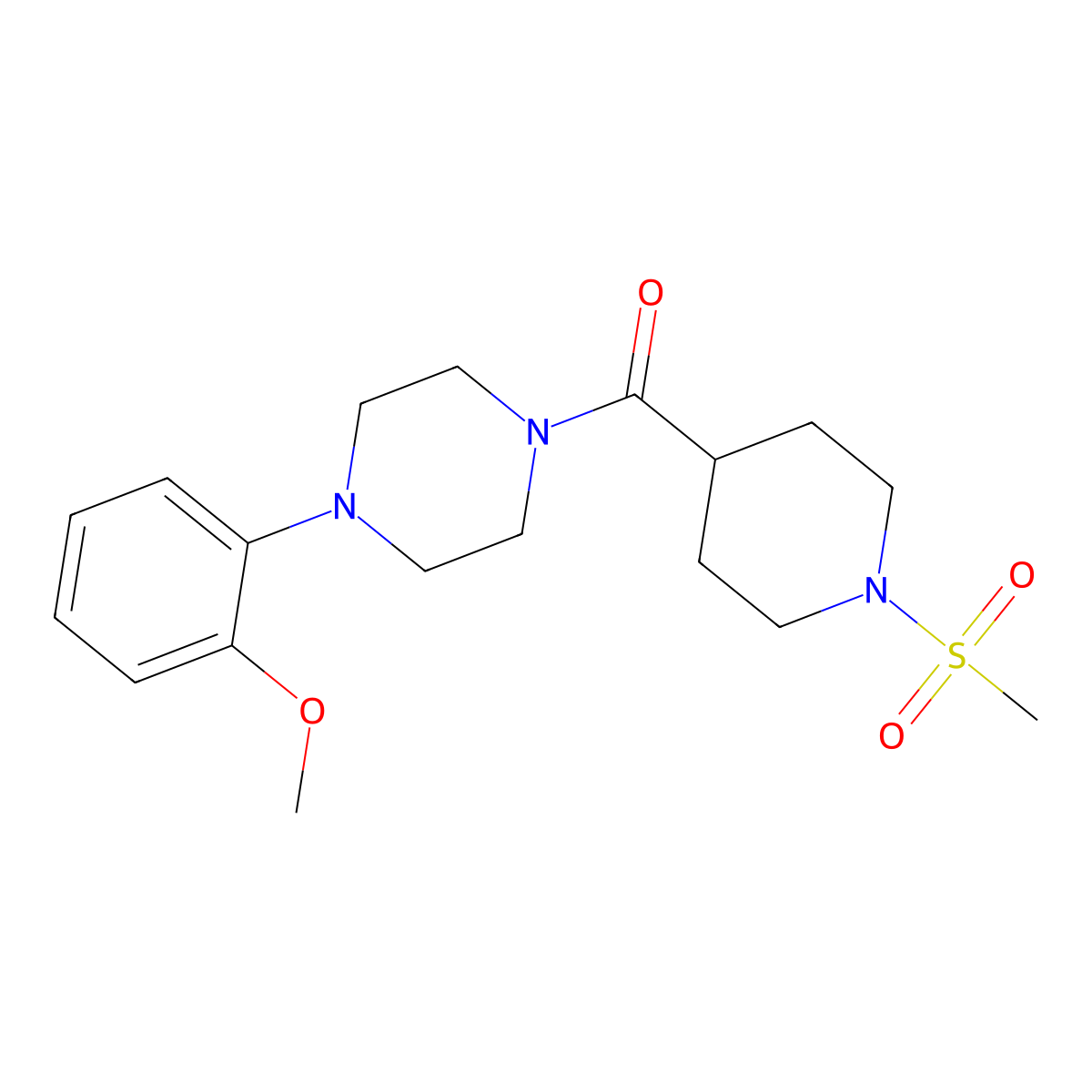 [4-(2-Methoxyphenyl)piperazin-1-yl]-(1-methylsulfonylpiperidin-4-yl)methanone molecular structure, CAS 693823-00-6