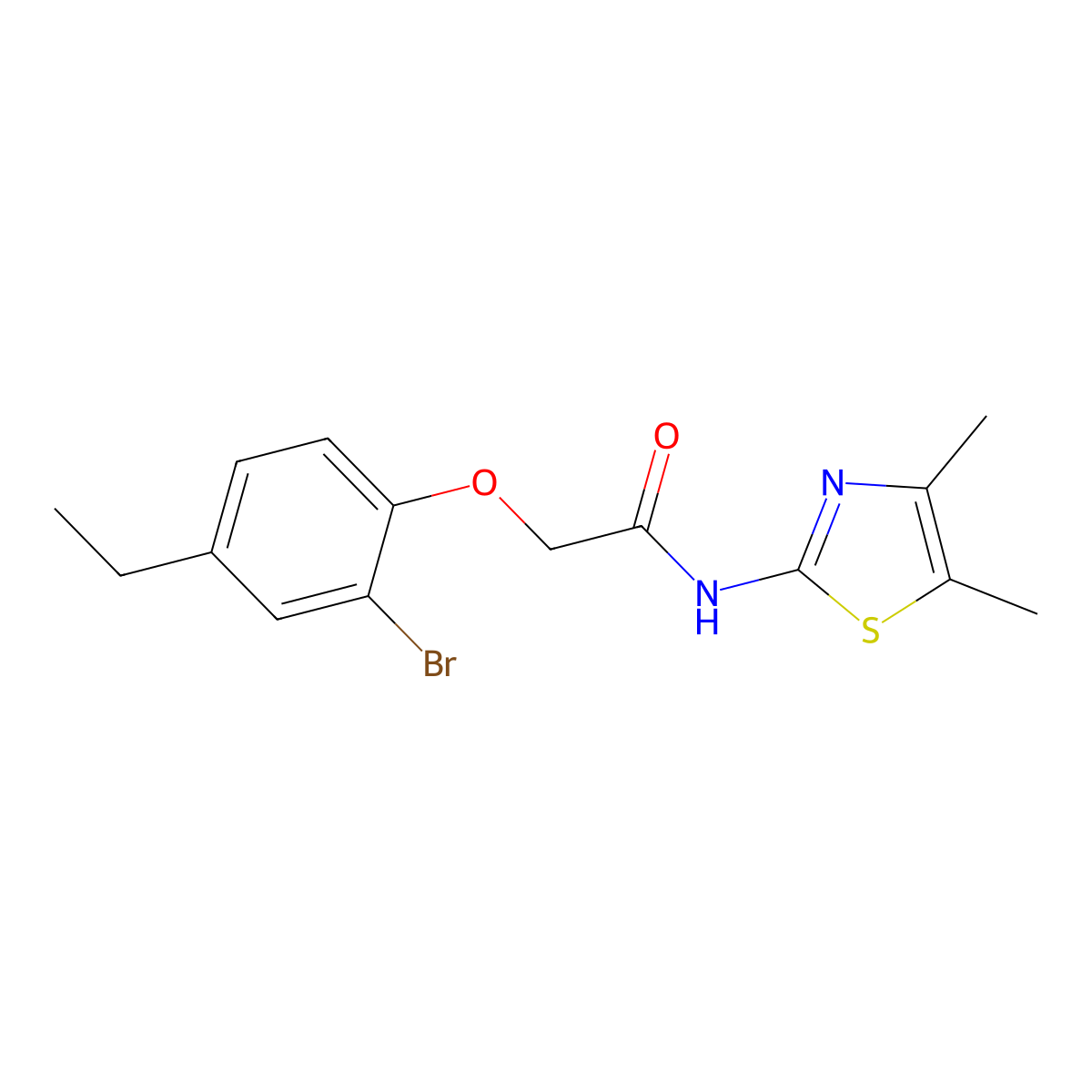 2-(2-bromo-4-ethylphenoxy)-N-(4,5-dimethyl-1,3-thiazol-2-yl)acetamide molecular structure, CAS 693823-05-1