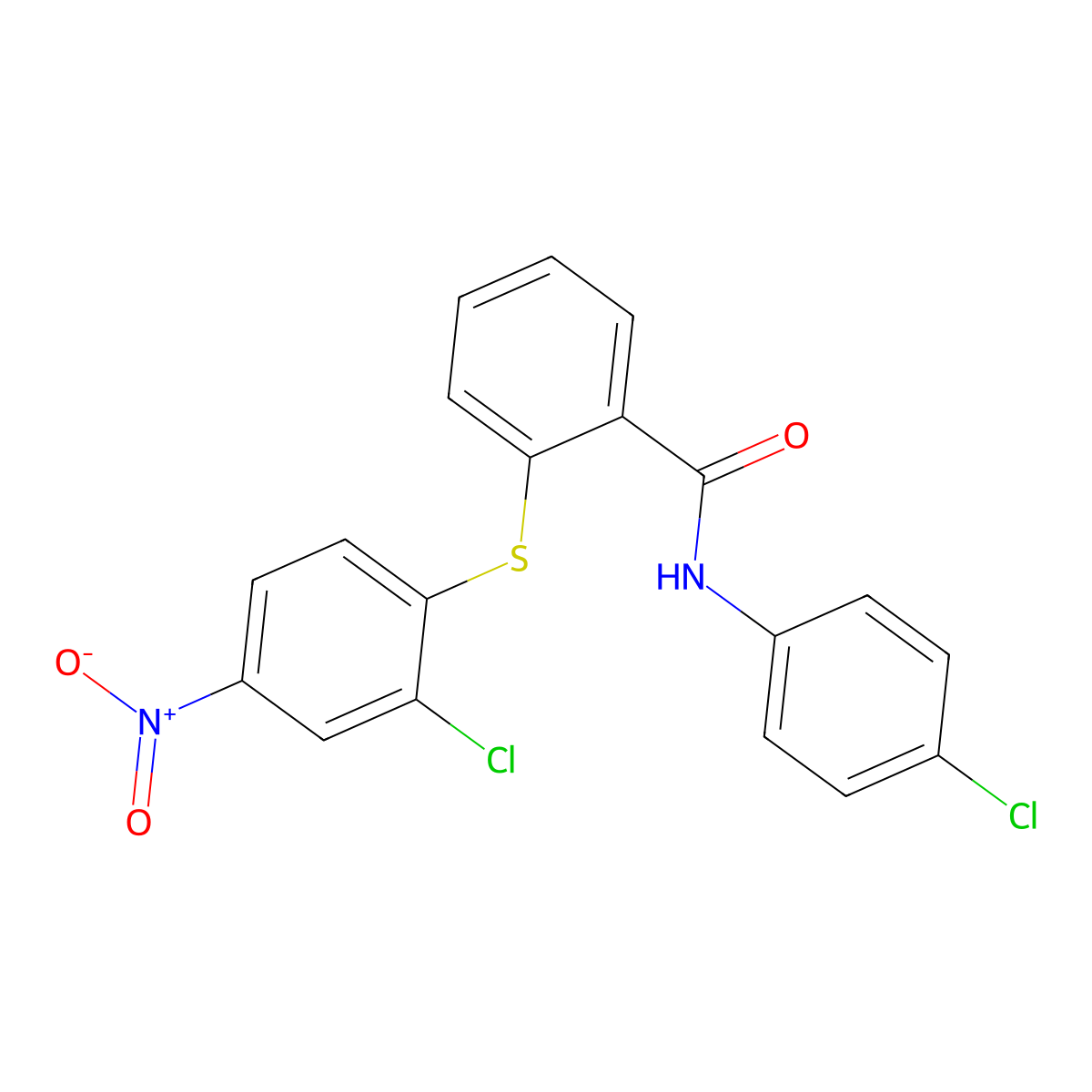 2-[(2-Chloro-4-nitrophenyl)thio]-N-(4-chlorophenyl)benzamide molecular structure, CAS 693823-11-9