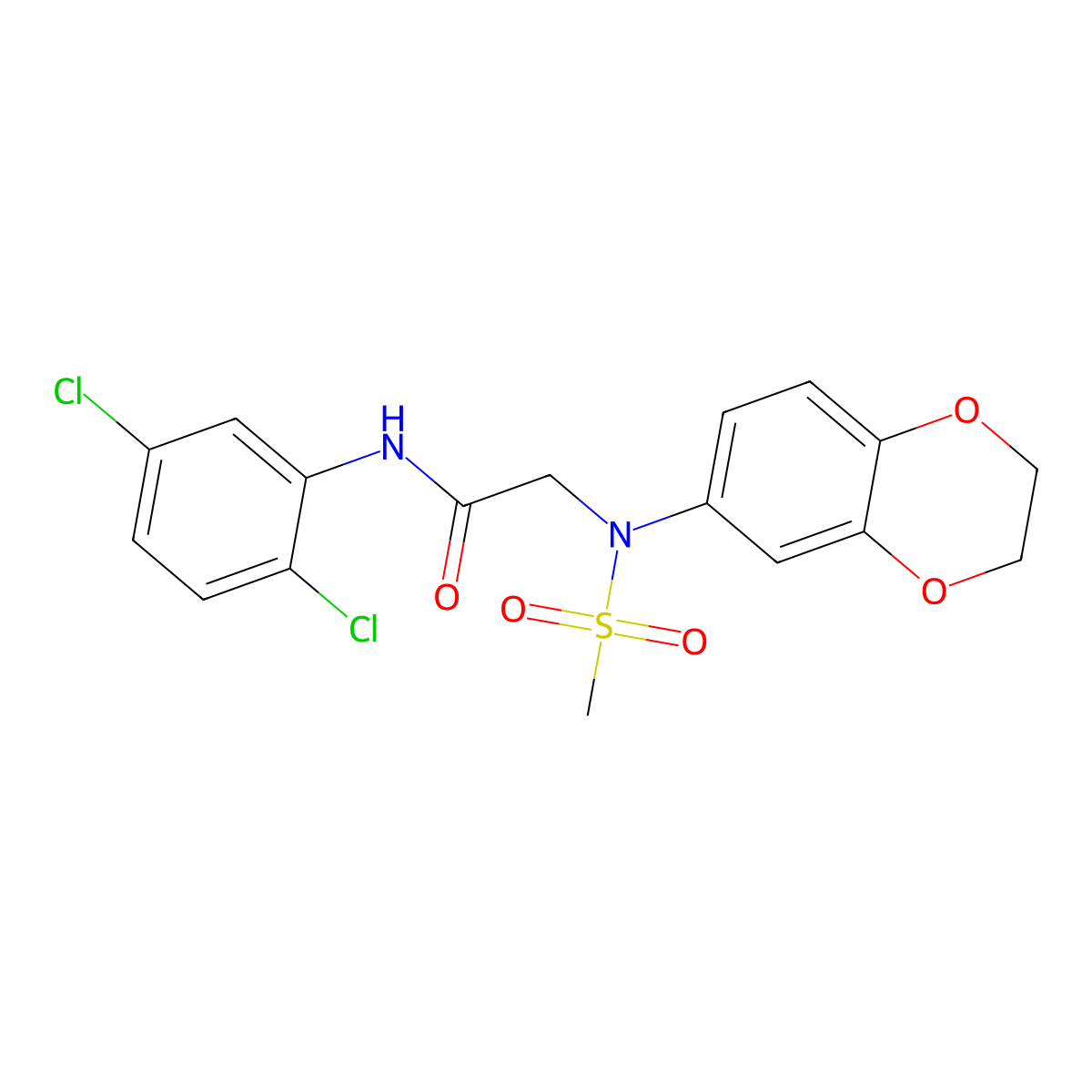 N-(2,5-dichlorophenyl)-2-[2,3-dihydro-1,4-benzodioxin-6-yl(methylsulfonyl)amino]acetamide molecular structure, CAS 693823-22-2
