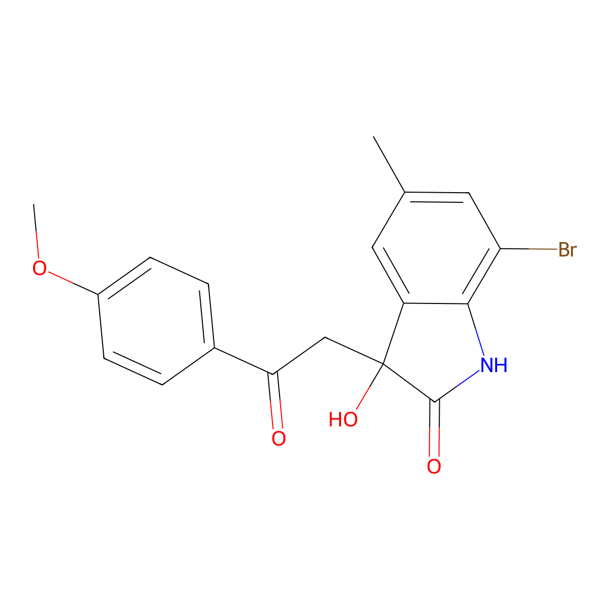 7-bromo-3-hydroxy-3-[2-(4-methoxyphenyl)-2-oxoethyl]-5-methyl-1H-indol-2-one molecular structure, CAS 693823-27-7