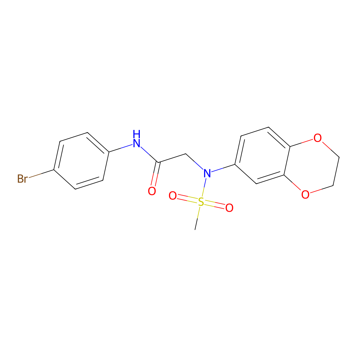 N-(4-bromophenyl)-2-[2,3-dihydro-1,4-benzodioxin-6-yl(methylsulfonyl)amino]acetamide molecular structure, CAS 693823-46-0