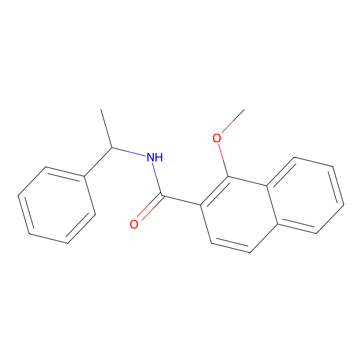 1-methoxy-N-(1-phenylethyl)naphthalene-2-carboxamide molecular structure, CAS 693823-61-9