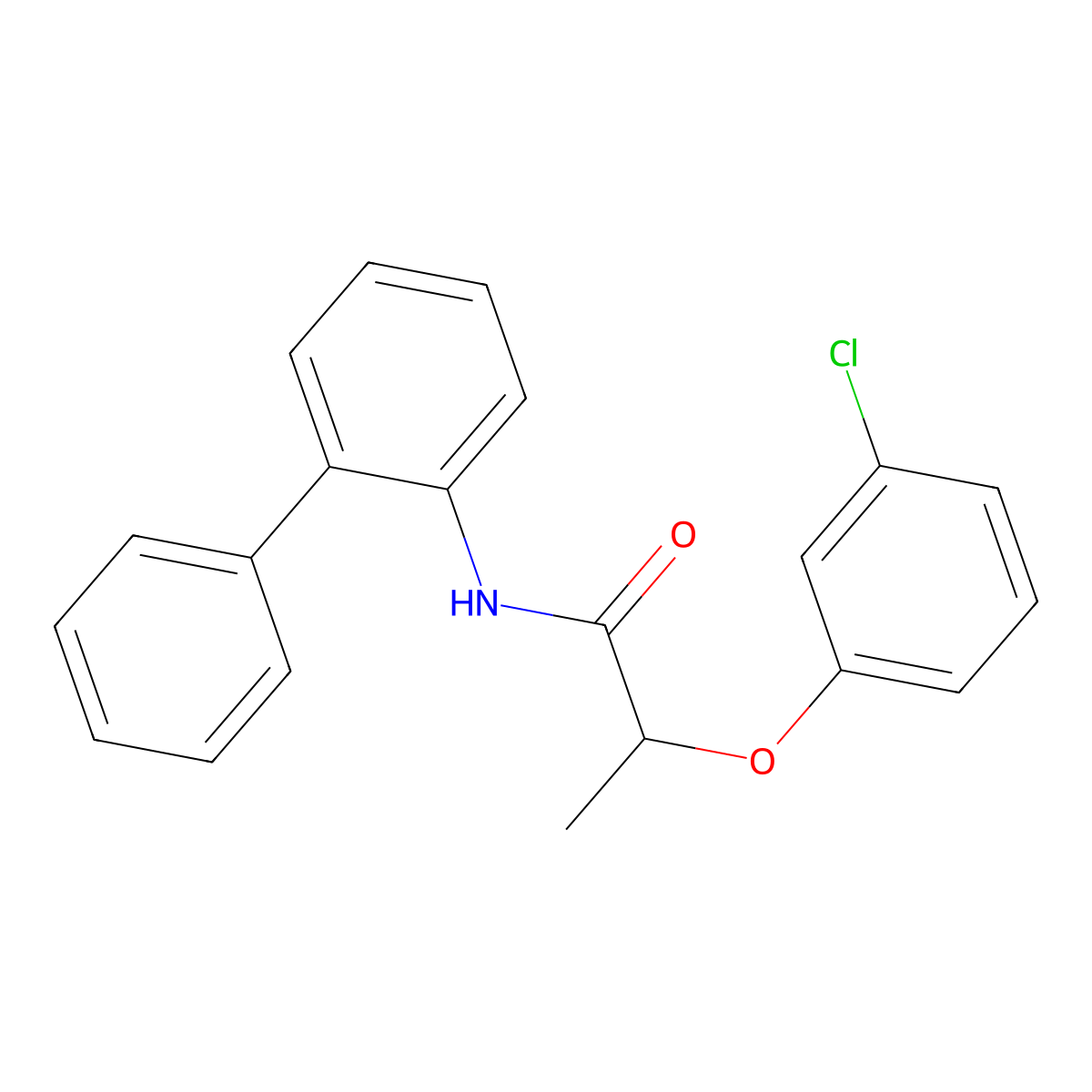 2-(3-chlorophenoxy)-N-(2-phenylphenyl)propanamide molecular structure, CAS 693828-13-6