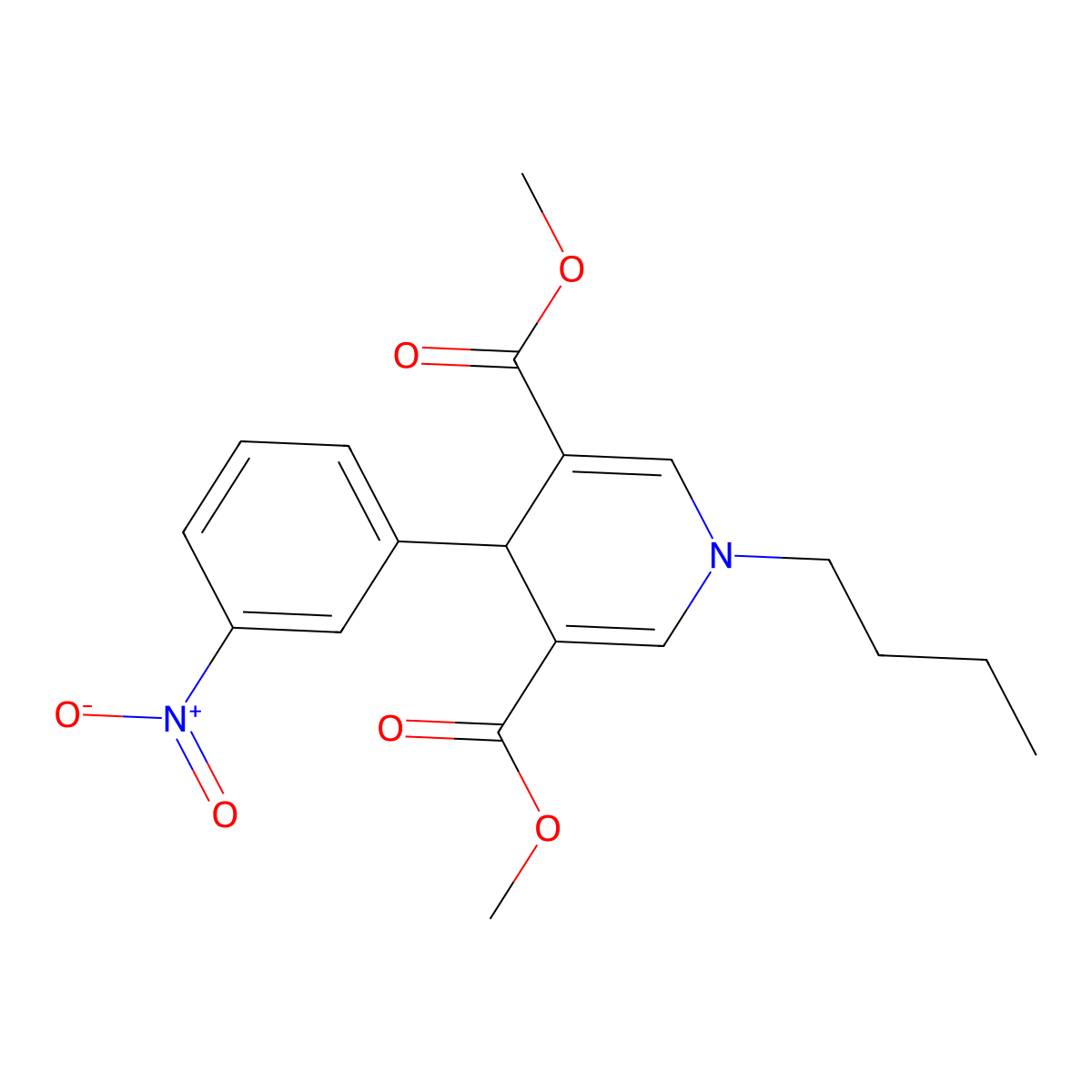 Dimethyl 1-butyl-4-(3-nitrophenyl)-1,4-dihydropyridine-3,5-dicarboxylate molecular structure, CAS 693828-27-2