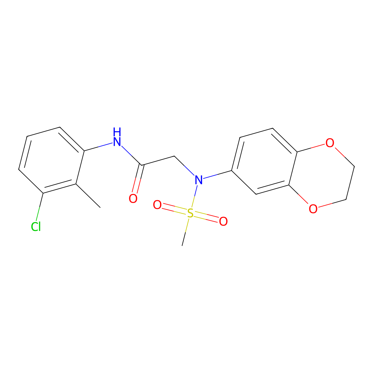 N-(3-chloro-2-methylphenyl)-2-[2,3-dihydro-1,4-benzodioxin-6-yl(methylsulfonyl)amino]acetamide molecular structure, CAS 693828-46-5