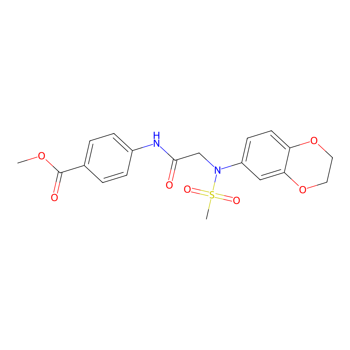 methyl 4-{[N-(2,3-dihydro-1,4-benzodioxin-6-yl)-N-(methylsulfonyl)glycyl]amino}benzoate molecular structure, CAS 693828-59-0