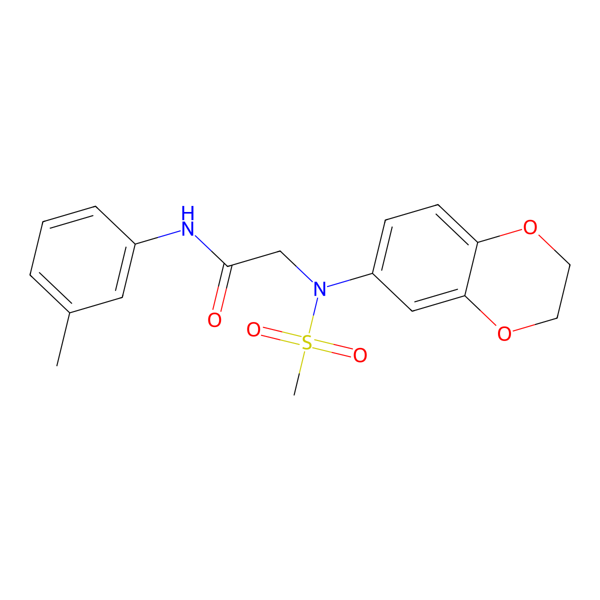 2-[2,3-dihydro-1,4-benzodioxin-6-yl(methylsulfonyl)amino]-N-(3-methylphenyl)acetamide molecular structure, CAS 693828-75-0