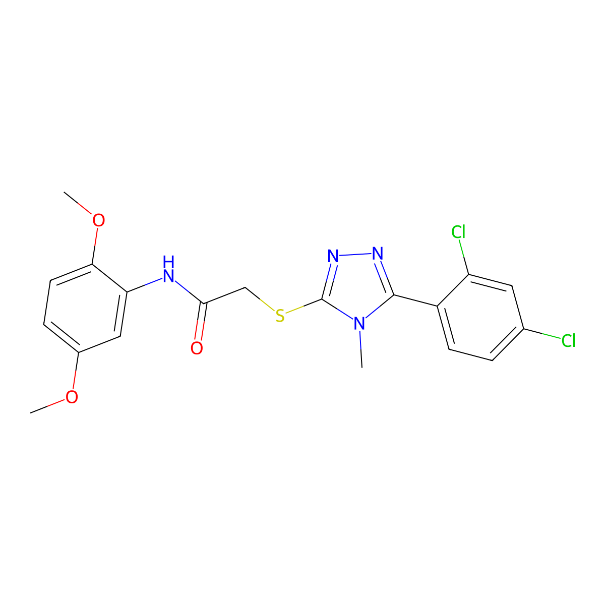 2-[[5-(2,4-dichlorophenyl)-4-methyl-1,2,4-triazol-3-yl]sulfanyl]-N-(2,5-dimethoxyphenyl)acetamide molecular structure, CAS 693829-02-6