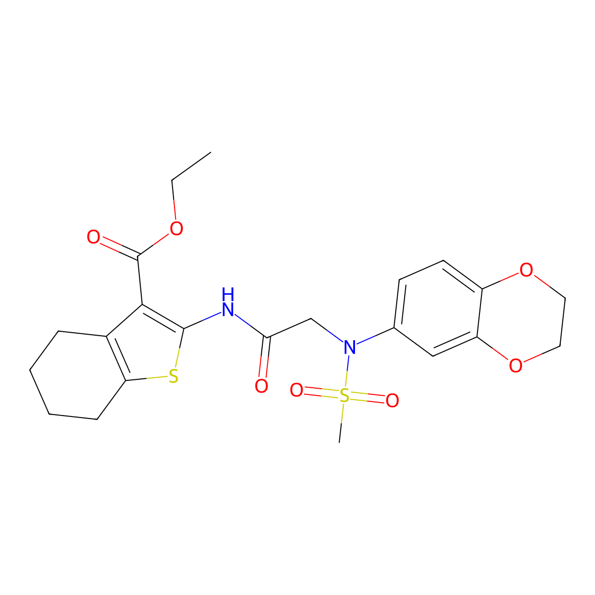 ethyl 2-{[N-(2,3-dihydro-1,4-benzodioxin-6-yl)-N-(methylsulfonyl)glycyl]amino}-4,5,6,7-tetrahydro-1-benzothiophene-3-carboxylate molecular structure, CAS 693829-14-0