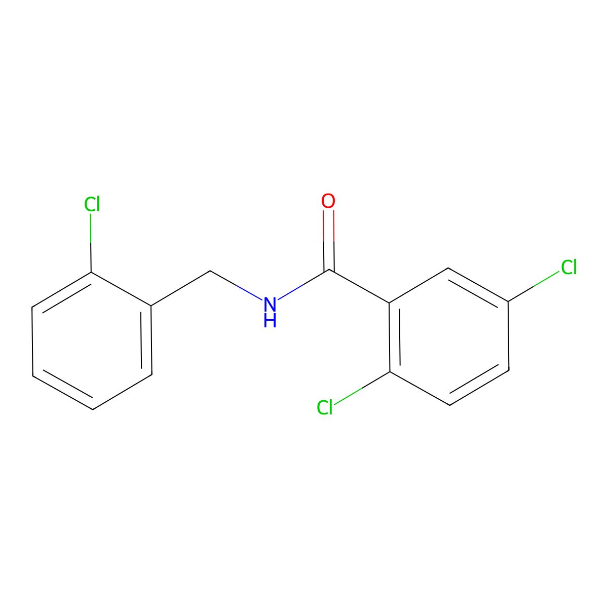 2,5-dichloro-N-[(2-chlorophenyl)methyl]benzamide molecular structure, CAS 693829-45-7