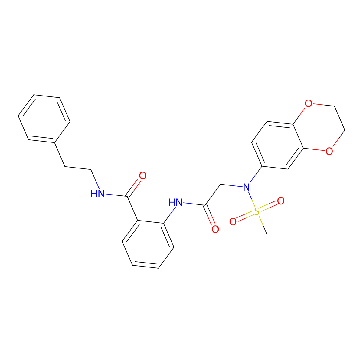 2-{[N-(2,3-dihydro-1,4-benzodioxin-6-yl)-N-(methylsulfonyl)glycyl]amino}-N-(2-phenylethyl)benzamide molecular structure, CAS 693829-61-7