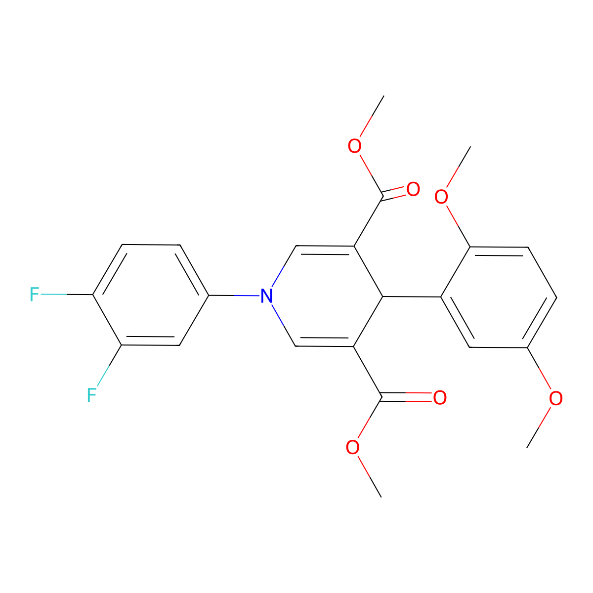 Dimethyl 1-(3,4-difluorophenyl)-4-(2,5-dimethoxyphenyl)-1,4-dihydropyridine-3,5-dicarboxylate molecular structure, CAS 693829-79-7