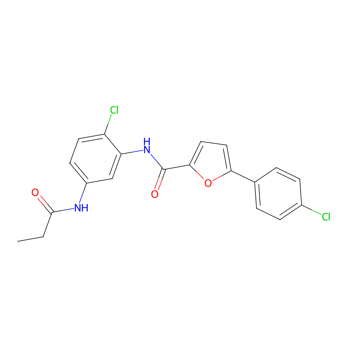 5-(4-chlorophenyl)-N-[2-chloro-5-(propanoylamino)phenyl]furan-2-carboxamide molecular structure, CAS 693829-91-3