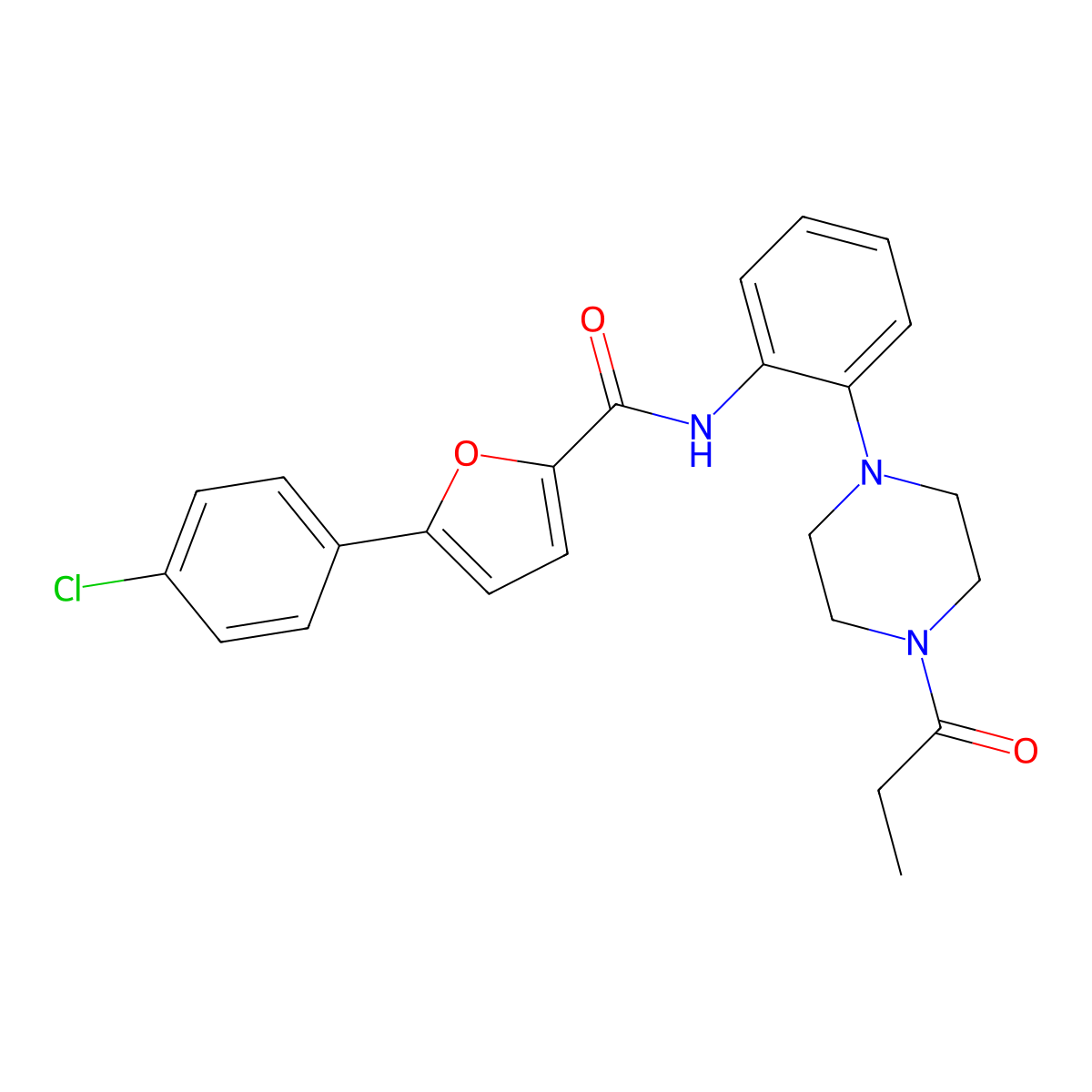 5-(4-chlorophenyl)-N-[2-(4-propanoylpiperazin-1-yl)phenyl]furan-2-carboxamide molecular structure, CAS 693830-04-5