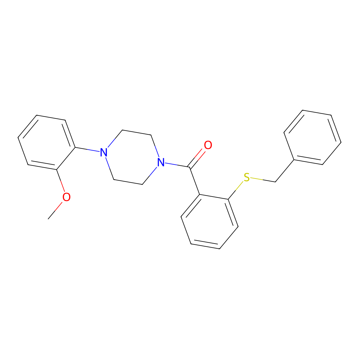 (2-Benzylsulfanylphenyl)-[4-(2-methoxyphenyl)piperazin-1-yl]methanone molecular structure, CAS 693830-12-5