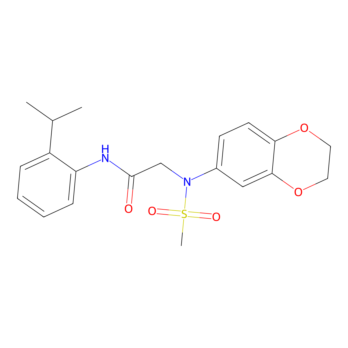 2-[2,3-dihydro-1,4-benzodioxin-6-yl(methylsulfonyl)amino]-N-(2-propan-2-ylphenyl)acetamide molecular structure, CAS 693830-32-9