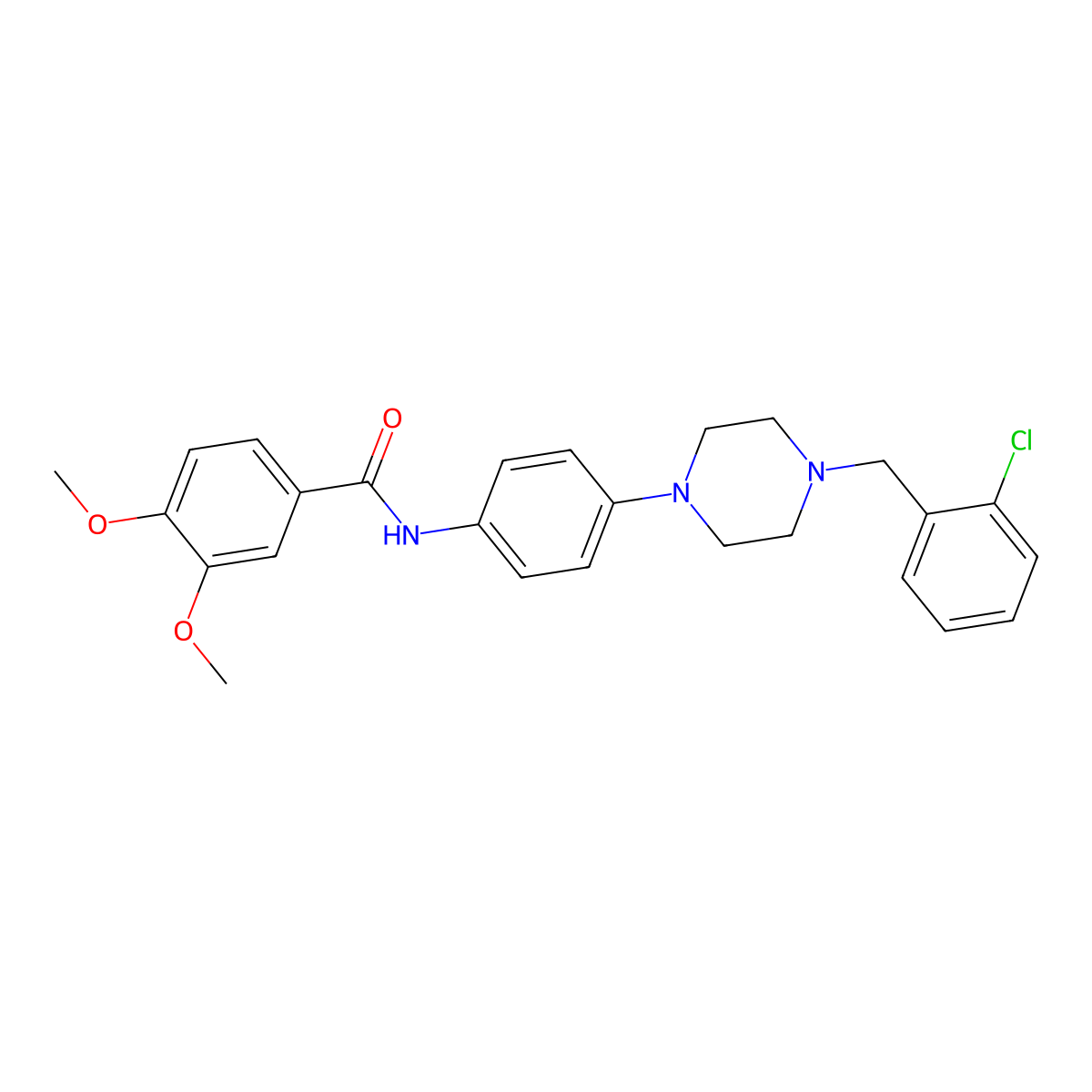 N-{4-[4-(2-chlorobenzyl)piperazin-1-yl]phenyl}-3,4-dimethoxybenzamide molecular structure, CAS 693830-37-4