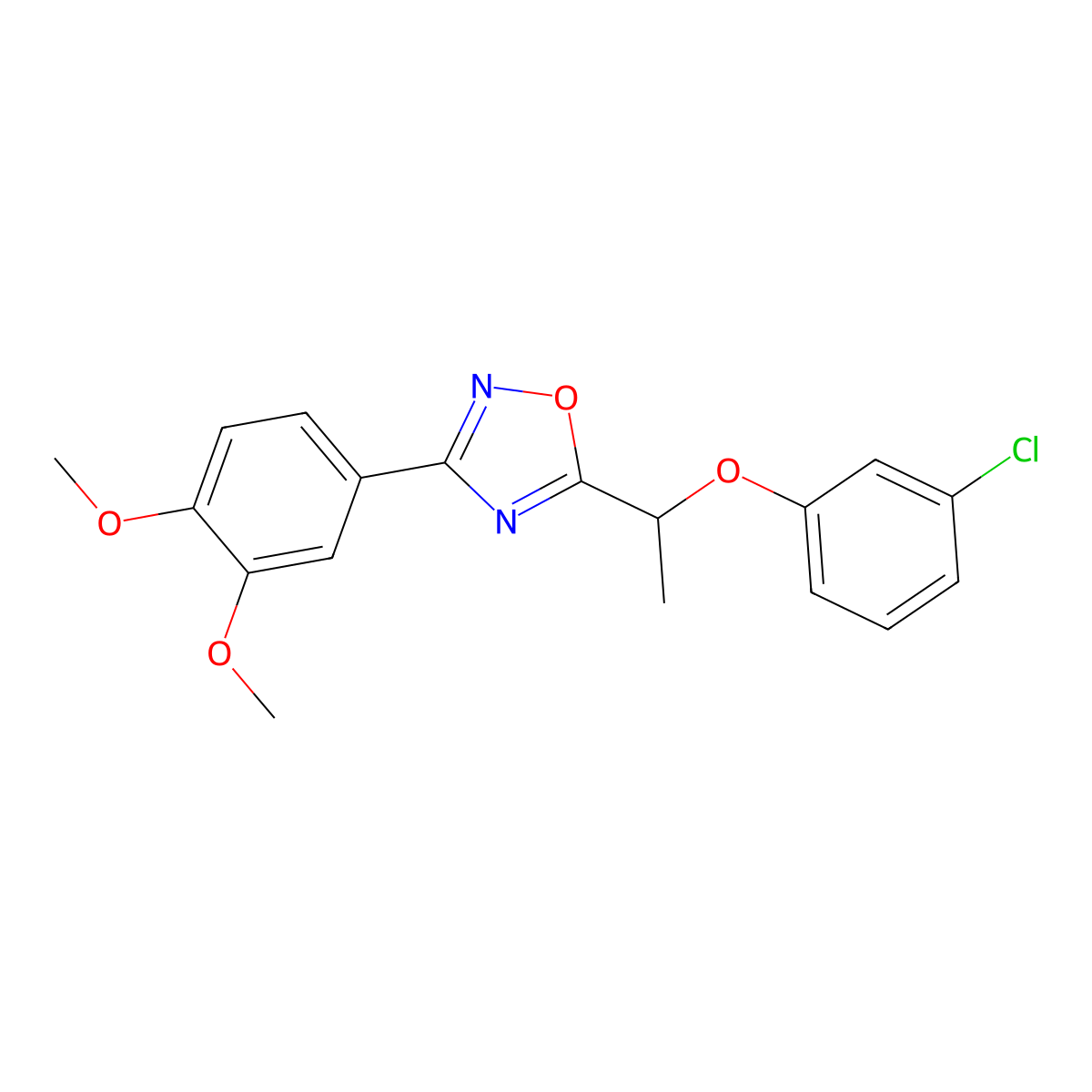 5-[1-(3-Chlorophenoxy)ethyl]-3-(3,4-dimethoxyphenyl)-1,2,4-oxadiazole molecular structure, CAS 693830-47-6