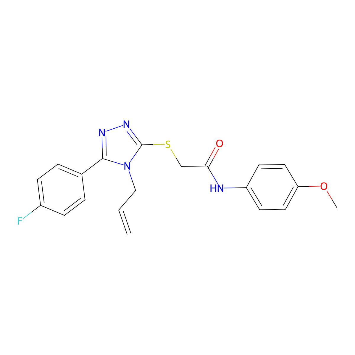 2-[[5-(4-fluorophenyl)-4-prop-2-enyl-1,2,4-triazol-3-yl]sulfanyl]-N-(4-methoxyphenyl)acetamide molecular structure, CAS 693830-81-8