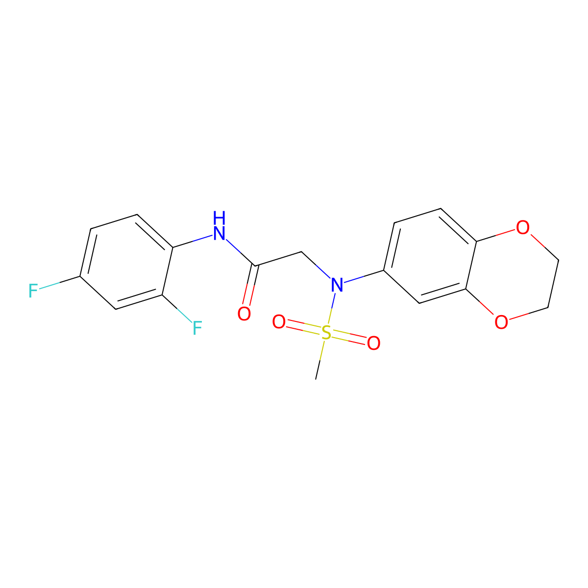 N-(2,4-difluorophenyl)-2-[2,3-dihydro-1,4-benzodioxin-6-yl(methylsulfonyl)amino]acetamide molecular structure, CAS 693831-38-8