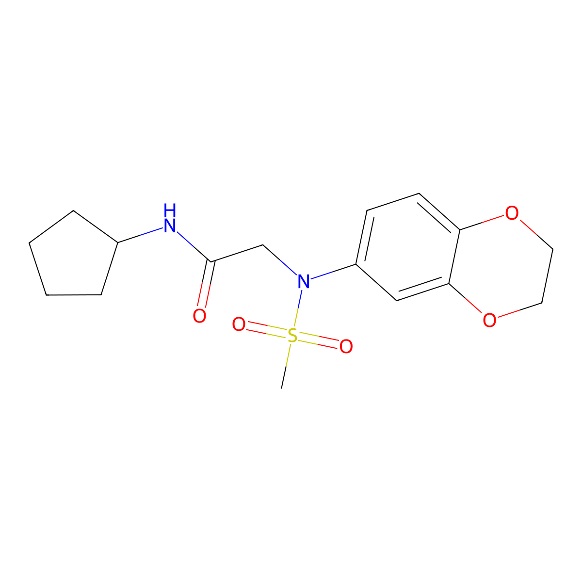 N-cyclopentyl-2-[2,3-dihydro-1,4-benzodioxin-6-yl(methylsulfonyl)amino]acetamide molecular structure, CAS 693831-46-8