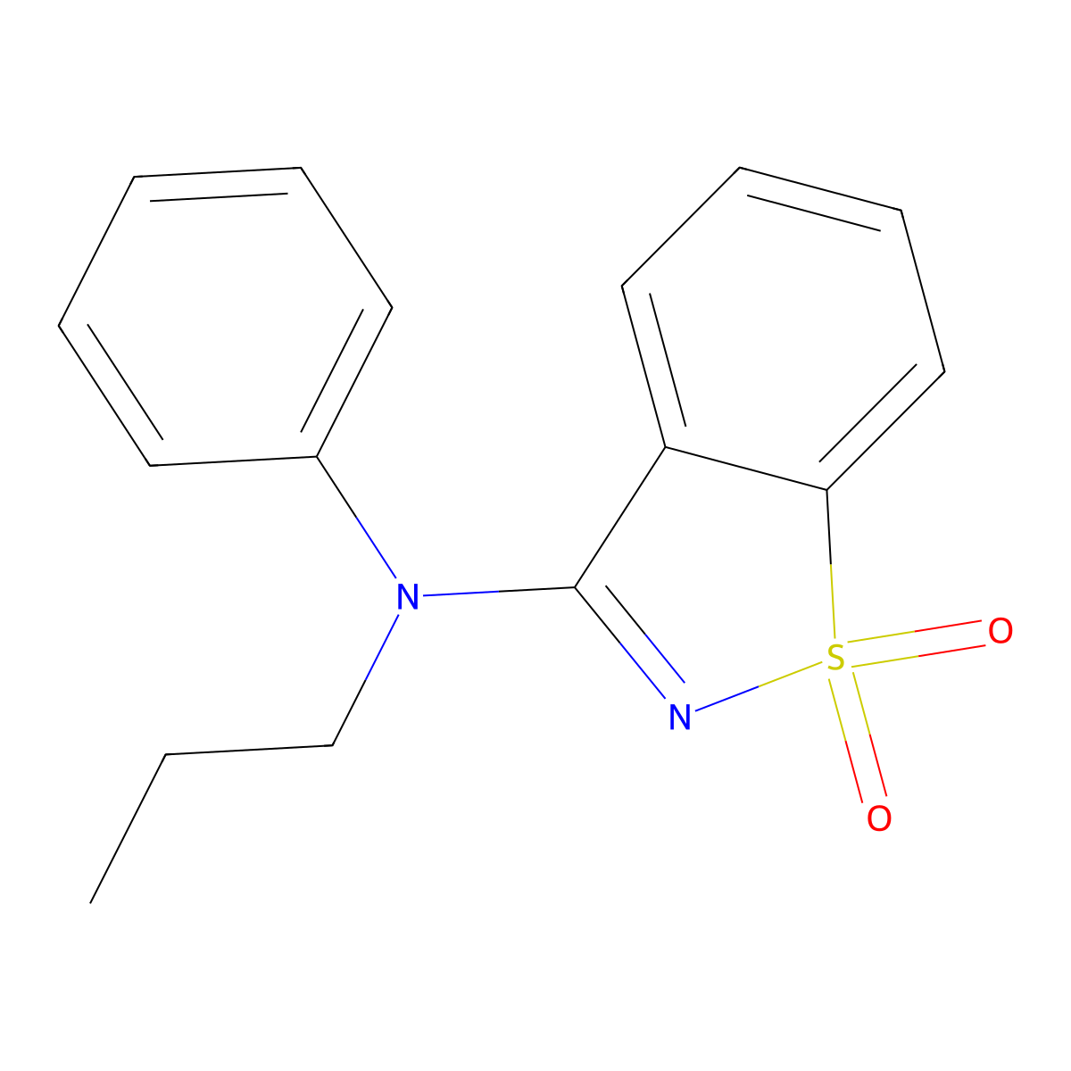1,1-dioxo-N-phenyl-N-propyl-1,2-benzothiazol-3-amine molecular structure, CAS 693831-63-9