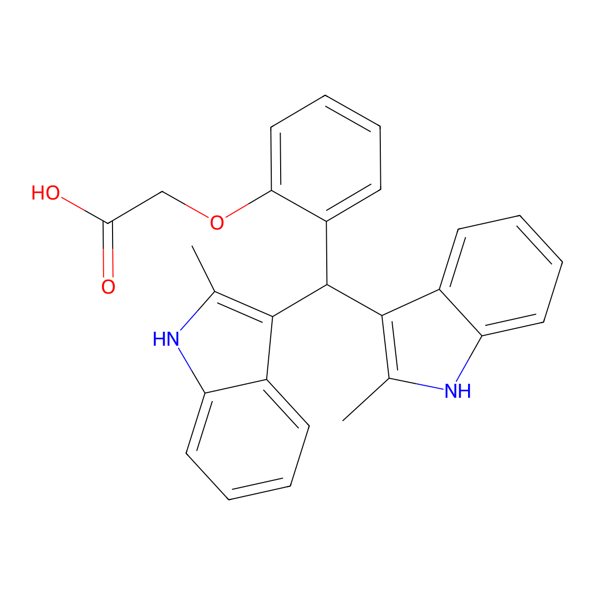 {2-[bis(2-methyl-1H-indol-3-yl)methyl]phenoxy}acetic acid molecular structure, CAS 693831-87-7