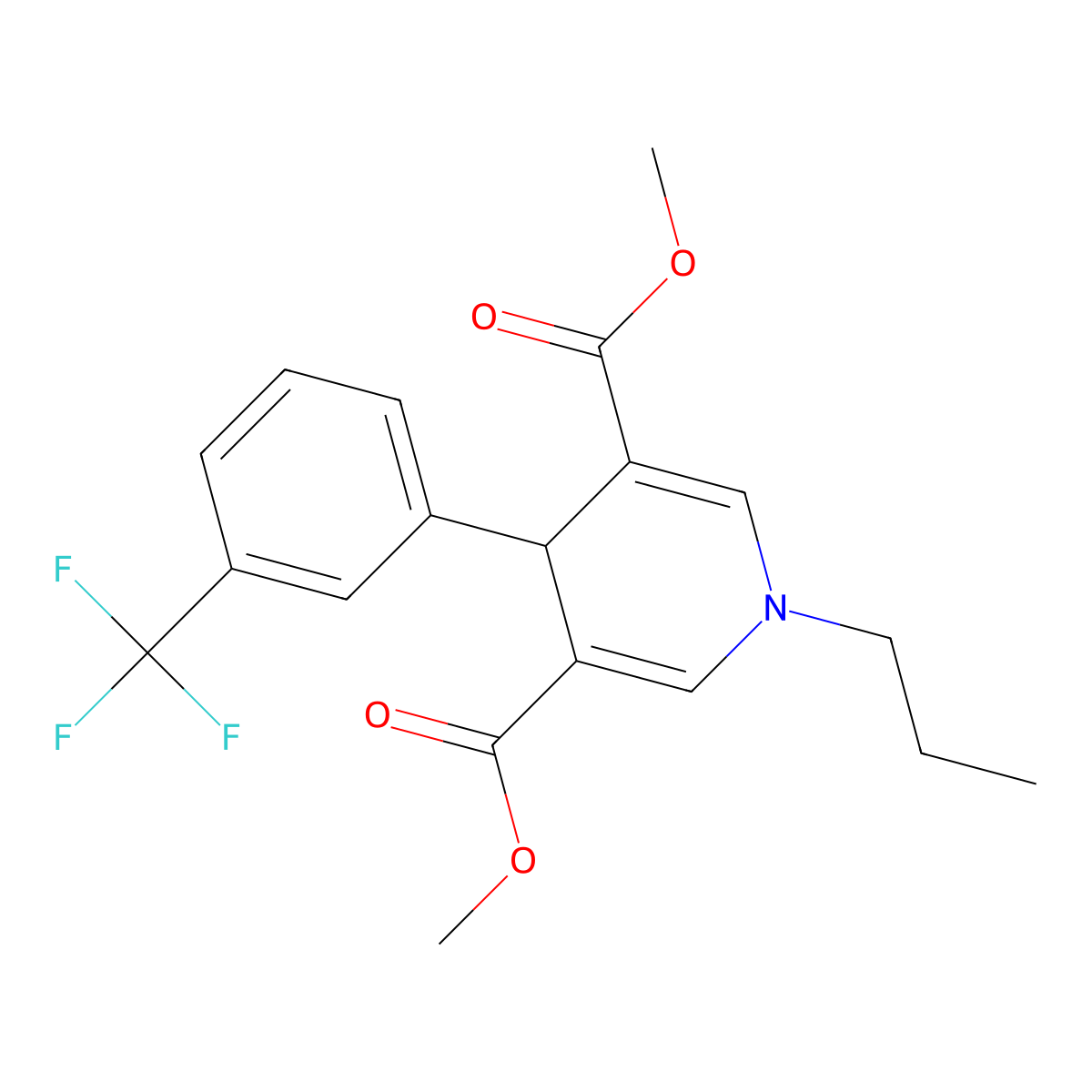 Dimethyl 1-propyl-4-(3-(trifluoromethyl)phenyl)-1,4-dihydropyridine-3,5-dicarboxylate molecular structure, CAS 693831-98-0